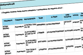 Rintraccio Veicoli Intestati